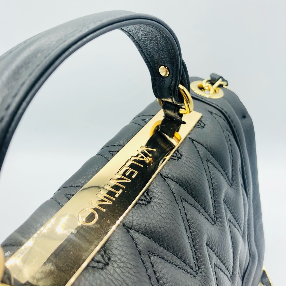 VALENTINO Black Leather Crossbody Handbag! - Picture 4 of 10